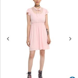 Hot Topic Blush Swiss Dot Babydoll Dress